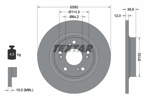 Bremsscheibe Hinterachse TEXTAR 92173403