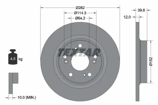 Bremsscheibe Hinterachse TEXTAR 92173403 Bild Bremsscheibe Hinterachse TEXTAR 92173403