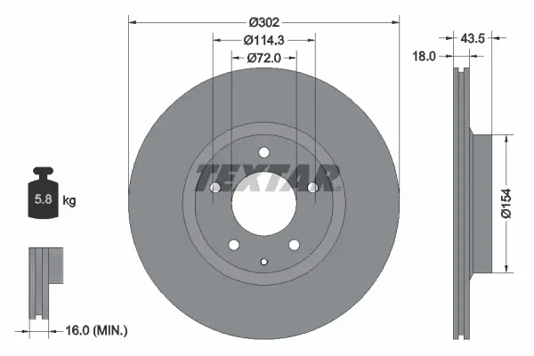 Bremsscheibe Hinterachse TEXTAR 92174503