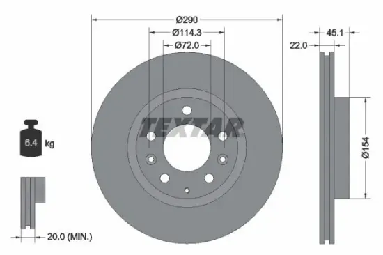 Bremsscheibe Vorderachse TEXTAR 92175603 Bild Bremsscheibe Vorderachse TEXTAR 92175603