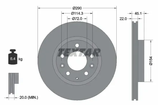 Bremsscheibe Vorderachse TEXTAR 92175603 Bild Bremsscheibe Vorderachse TEXTAR 92175603