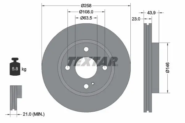 Bremsscheibe TEXTAR 92176005