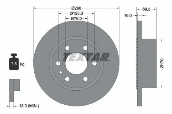 Bremsscheibe TEXTAR 93177500 Bild Bremsscheibe TEXTAR 93177500