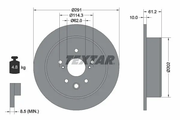 Bremsscheibe Hinterachse TEXTAR 92179803