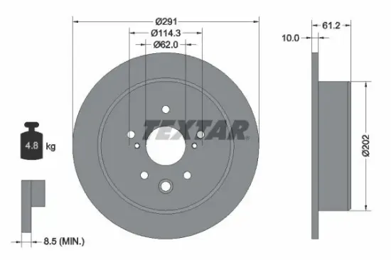 Bremsscheibe Hinterachse TEXTAR 92179803 Bild Bremsscheibe Hinterachse TEXTAR 92179803