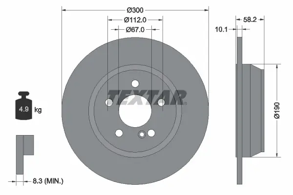 Bremsscheibe Hinterachse TEXTAR 92182003