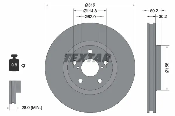 Bremsscheibe Vorderachse TEXTAR 92185603