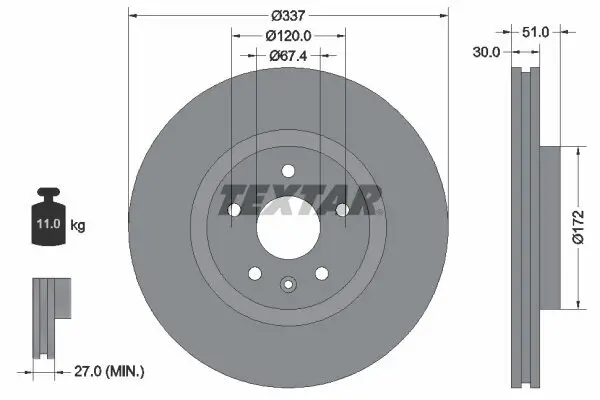 Bremsscheibe TEXTAR 92187103