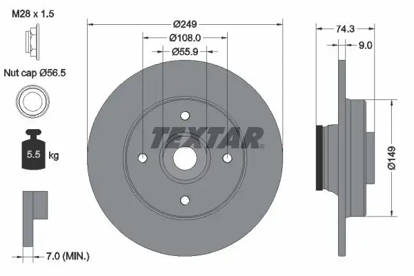 Bremsscheibe TEXTAR 92194103