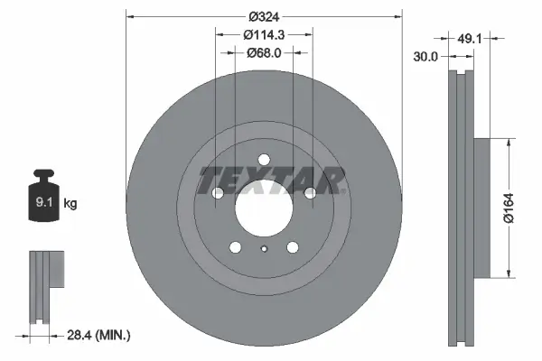 Bremsscheibe Vorderachse TEXTAR 92194203