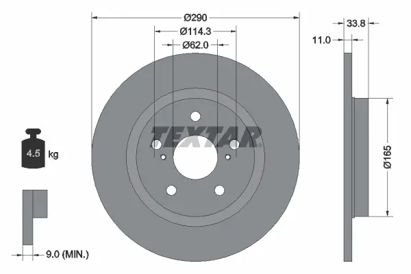 Bremsscheibe Hinterachse TEXTAR 92195200