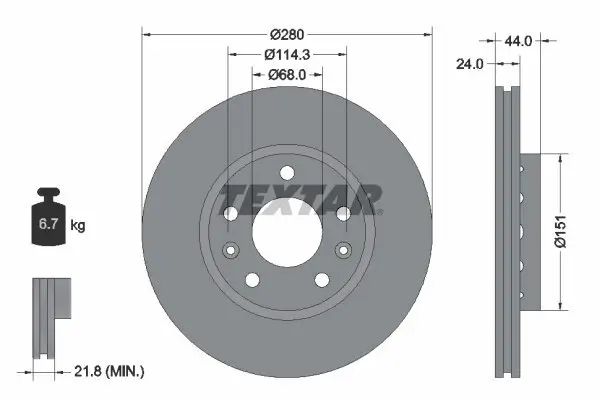 Bremsscheibe TEXTAR 92195505