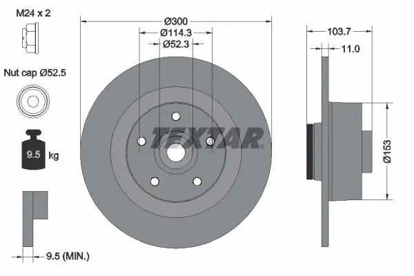 Bremsscheibe Hinterachse TEXTAR 92196103