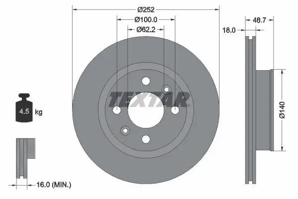 Bremsscheibe Vorderachse TEXTAR 92196503