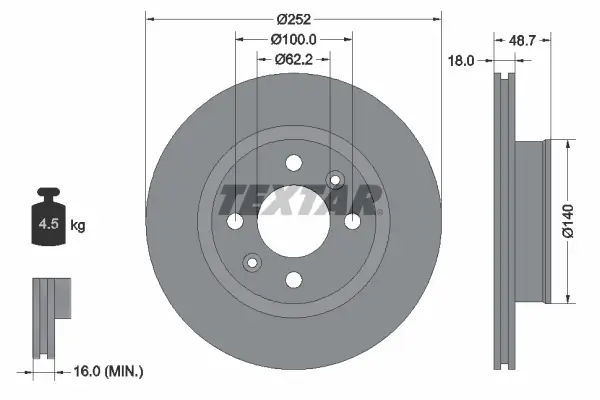 Bremsscheibe Vorderachse TEXTAR 92196503