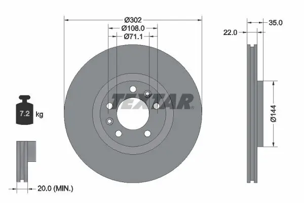 Bremsscheibe TEXTAR 92197103