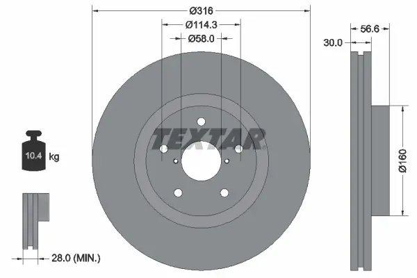 Bremsscheibe Vorderachse TEXTAR 92199203