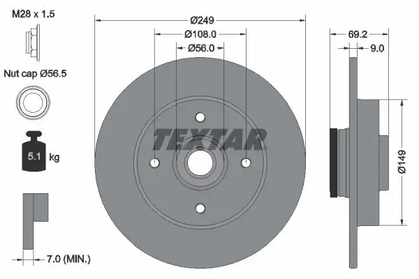 Bremsscheibe TEXTAR 92202103