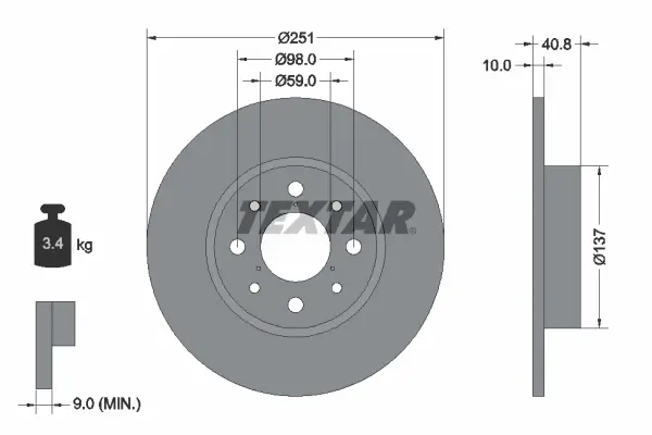 Bremsscheibe Hinterachse TEXTAR 92202303