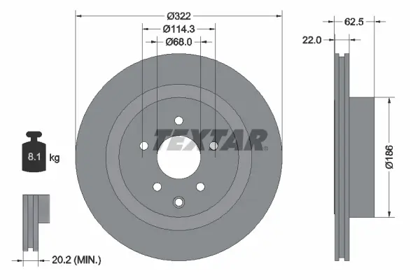 Bremsscheibe Hinterachse TEXTAR 92203603
