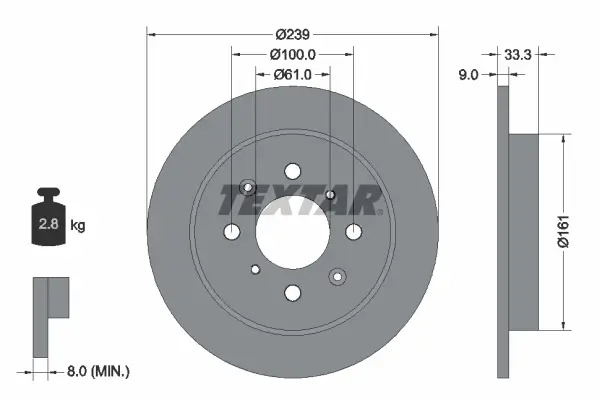 Bremsscheibe Hinterachse TEXTAR 92204000