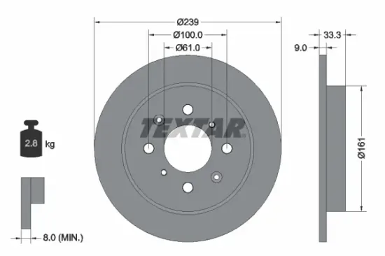 Bremsscheibe Hinterachse TEXTAR 92204000 Bild Bremsscheibe Hinterachse TEXTAR 92204000