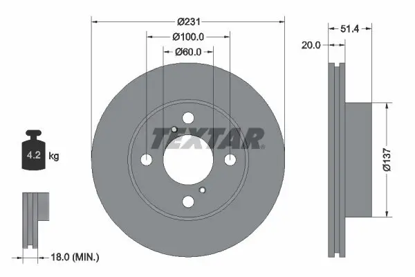 Bremsscheibe TEXTAR 92204100