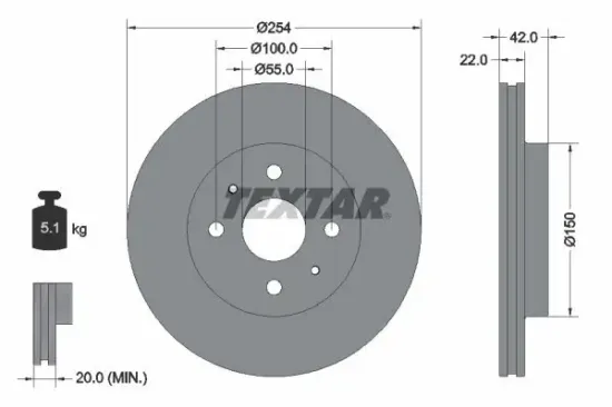 Bremsscheibe TEXTAR 92204503 Bild Bremsscheibe TEXTAR 92204503