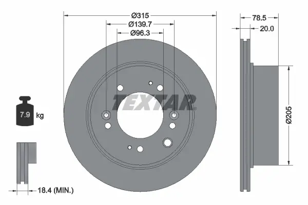 Bremsscheibe Hinterachse TEXTAR 92205000