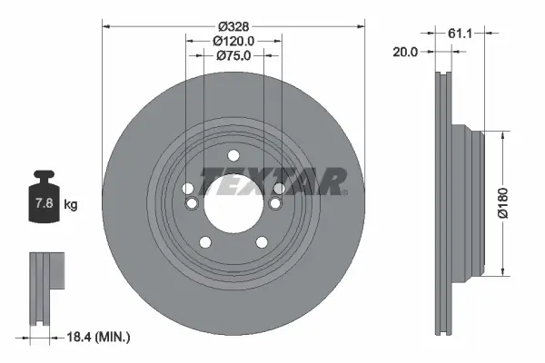Bremsscheibe Hinterachse TEXTAR 92211305