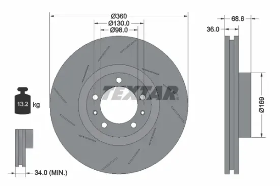 Bremsscheibe Vorderachse rechts TEXTAR 92214005 Bild Bremsscheibe Vorderachse rechts TEXTAR 92214005