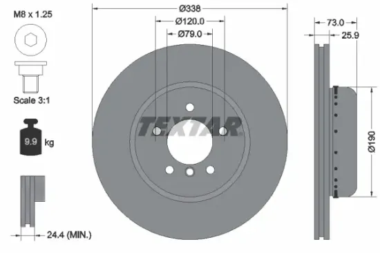 Bremsscheibe Vorderachse TEXTAR 92219725 Bild Bremsscheibe Vorderachse TEXTAR 92219725