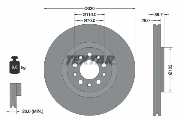 Bremsscheibe TEXTAR 92220903 Bild Bremsscheibe TEXTAR 92220903