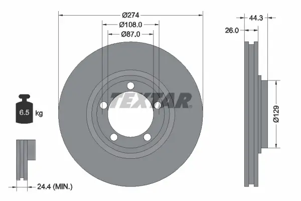 Bremsscheibe Vorderachse TEXTAR 92221800