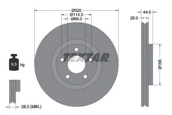 Bremsscheibe TEXTAR 92222003