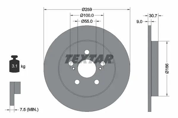 Bremsscheibe Hinterachse TEXTAR 92224003