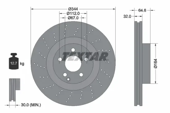 Bremsscheibe Vorderachse TEXTAR 92224605 Bild Bremsscheibe Vorderachse TEXTAR 92224605