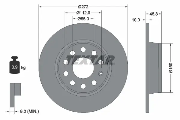 Bremsscheibe Hinterachse TEXTAR 92224903