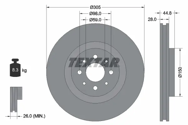 Bremsscheibe Vorderachse TEXTAR 92228503