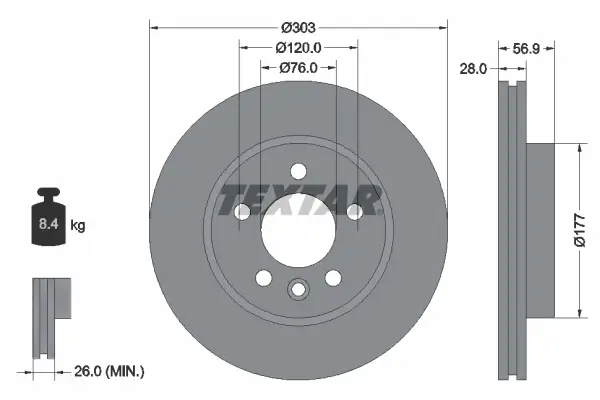 Bremsscheibe Vorderachse TEXTAR 92228905