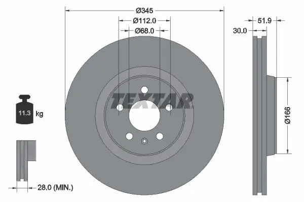 Bremsscheibe Vorderachse TEXTAR 92229205