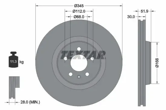 Bremsscheibe Vorderachse TEXTAR 92229205 Bild Bremsscheibe Vorderachse TEXTAR 92229205