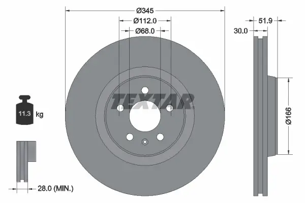 Bremsscheibe Vorderachse TEXTAR 92229205