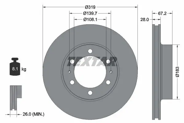 Bremsscheibe TEXTAR 92230403