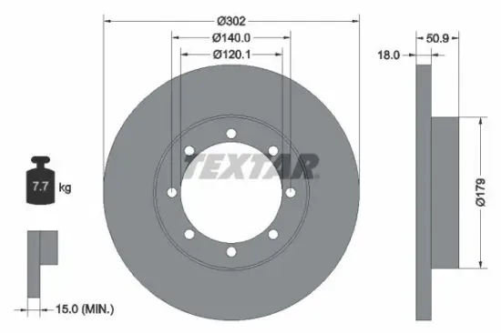 Bremsscheibe Hinterachse TEXTAR 92230800 Bild Bremsscheibe Hinterachse TEXTAR 92230800