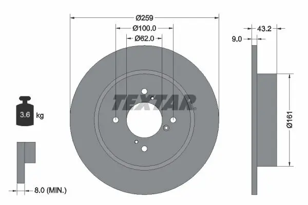 Bremsscheibe Hinterachse TEXTAR 92231403