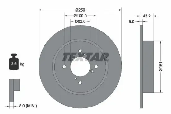 Bremsscheibe Hinterachse TEXTAR 92231403 Bild Bremsscheibe Hinterachse TEXTAR 92231403