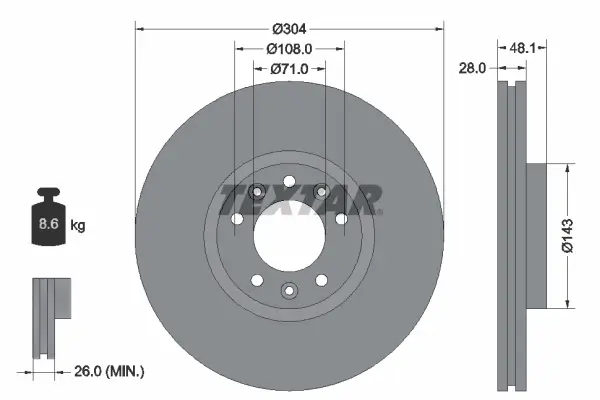 Bremsscheibe Vorderachse TEXTAR 92232305