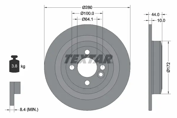 Bremsscheibe Hinterachse TEXTAR 92234003