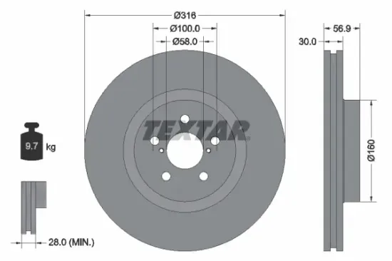 Bremsscheibe Vorderachse TEXTAR 92236503 Bild Bremsscheibe Vorderachse TEXTAR 92236503